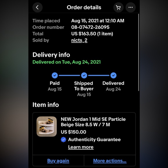 Women’s Air Jordan 1 Mid SE “Particle Beige” Size 8.5 - Picture 10 of 10